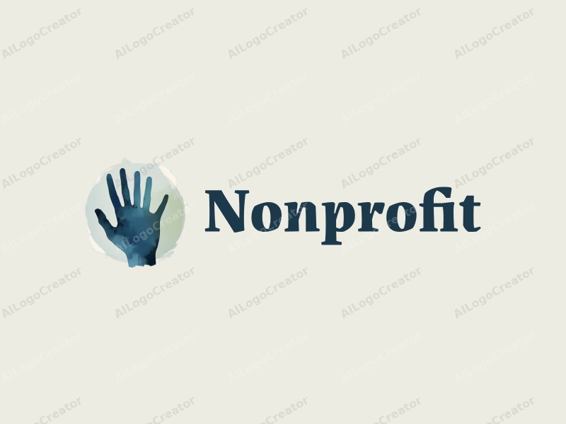 modern design features a stylized hand symbolizing charity and volunteer work, combined with oil painting textures, set against a clean background in blue and green tones.