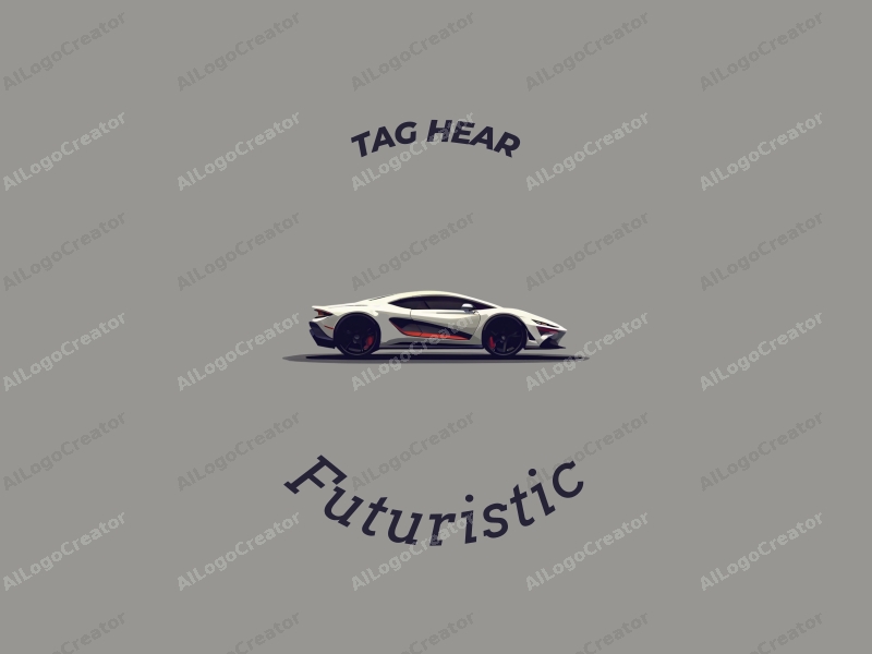 a sleek, futuristic supercar silhouette intertwined with a stylized baguette, using a modern minimalist design approach combined with a clean background.