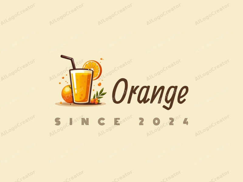 playful design features a stylized orange, a splash of juice, and a refreshing drink concept combined with a clean background.