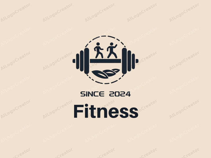 modern design features stylized dumbbells and running figures, combined with a clean background and a harmonious layout.