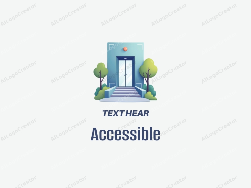 modern design features accessibility elements like a stylized elevator and ramp, combined with a clean background in blue and green tones, emphasizing inclusivity and urban planning.