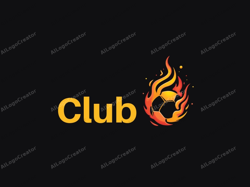 a modern design featuring a stylized football intertwined with flames, representing a vibrant social club atmosphere, combined with a clean black background.