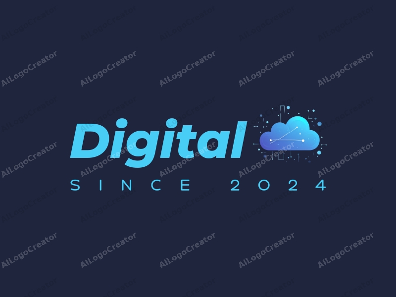 modern design features digital elements like cloud servers and virtual private servers, combined with a sleek and clean background in blue and black colors.