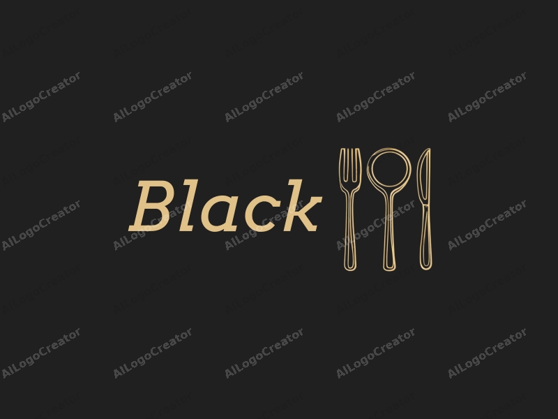 minimalist design features simple outlines of food items and utensils, set against a black background, creating a sleek and elegant atmosphere that evokes a sense of night and sophistication.