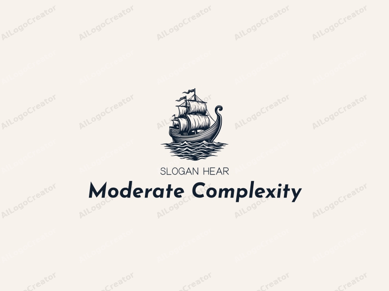 modern design features a stylized Viking ship and a diver, combined with a complex and intricate design approach, set against a clean background.