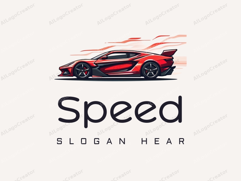 a modern design featuring dynamic lines representing speed, a stylized racing car silhouette, and an abstract engine shape, combined with a clean background.