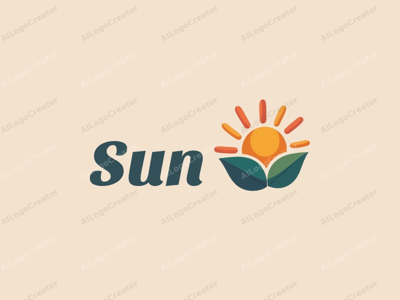 playful design features a stylized sun with rays, vibrant sunlight filtering through playful leaves, combined with a clean background.