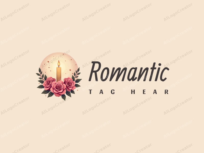 a harmonious blend of classical and modern design featuring elegant roses, a soft candlelight glow, and whimsical stars, combined with a clean background.