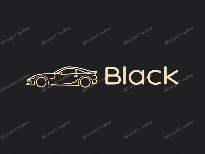 minimalist design features a sleek silhouette of a sports car and a stylized baguette, set against a black night background, emphasizing simplicity and elegance.