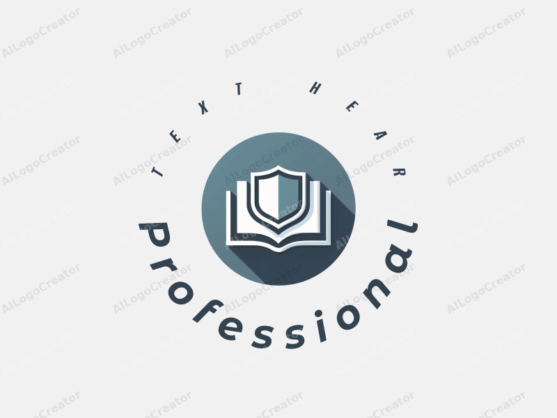 modern design features a stylized book and shield, representing professionalism and certification, combined with a clean background in blue and gray tones.