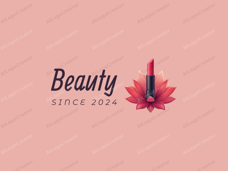 modern design features elegant petals, a stylized lip gloss tube, and a clean background combined with a harmonious composition.