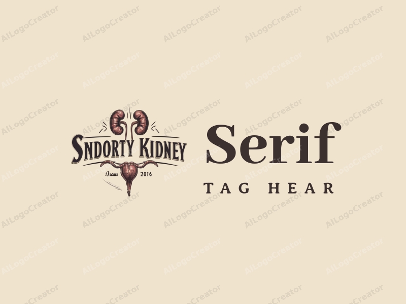 vintage design features a serif font integrated with stylized kidney and urethra shapes, combined with a clean background.