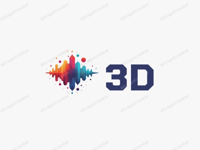 カラフルな3Dダイナミック要素、サウンドウェーブ、探求のテーマを取り入れたモダンな抽象デザイン、そしてクリーンな背景を組み合わせたデザイン。