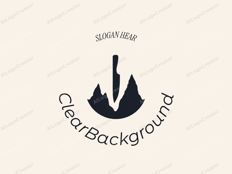 minimalist design features a stylized knife silhouette integrated with abstract terrain shapes, emphasizing the blade and territory concept, combined with a clean and transparent background.