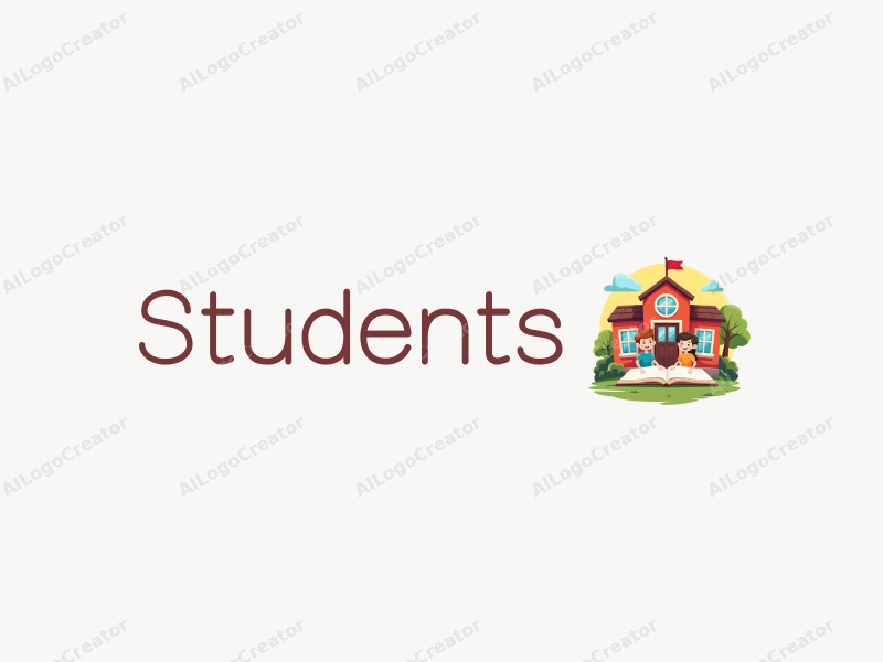 playful design features cheerful students, a stylized school building, open books, and a classroom setting combined with a vibrant and colorful background.