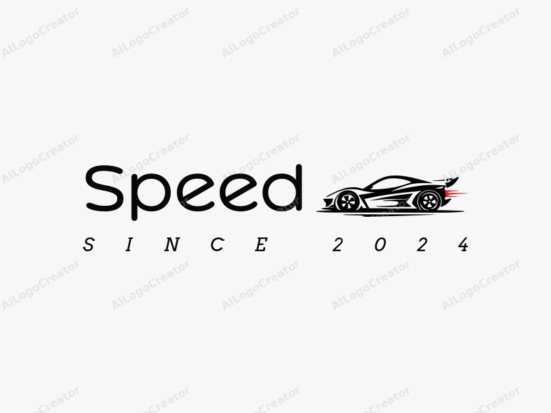 a modern design featuring dynamic lines representing speed, a stylized racing car silhouette, and an abstract engine shape, combined with a clean background.