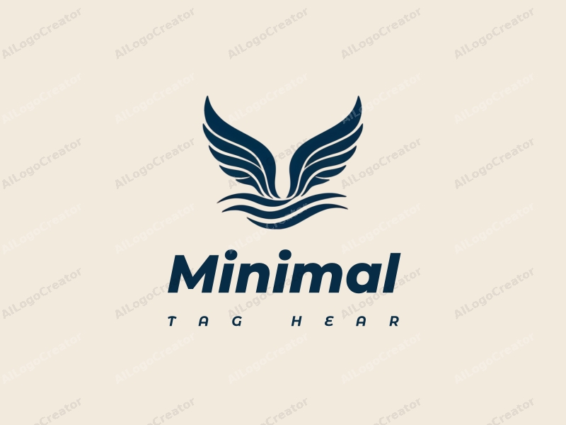 minimalist design features stylized wings and ocean waves, combined with a clean background and a tag style approach.