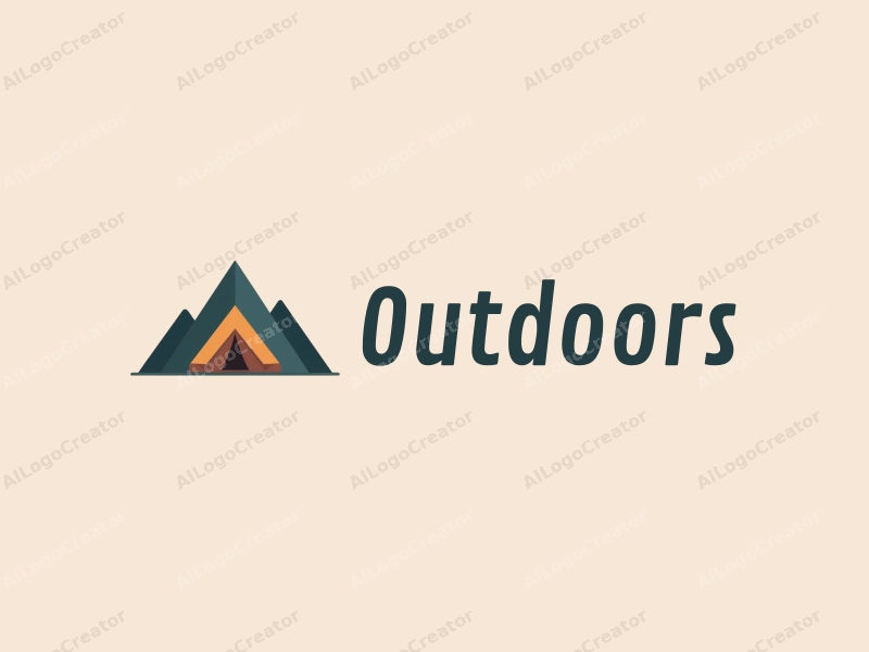 modern design features a stylized camping tent and mountain peak, combined with a clean background and a harmonious composition.