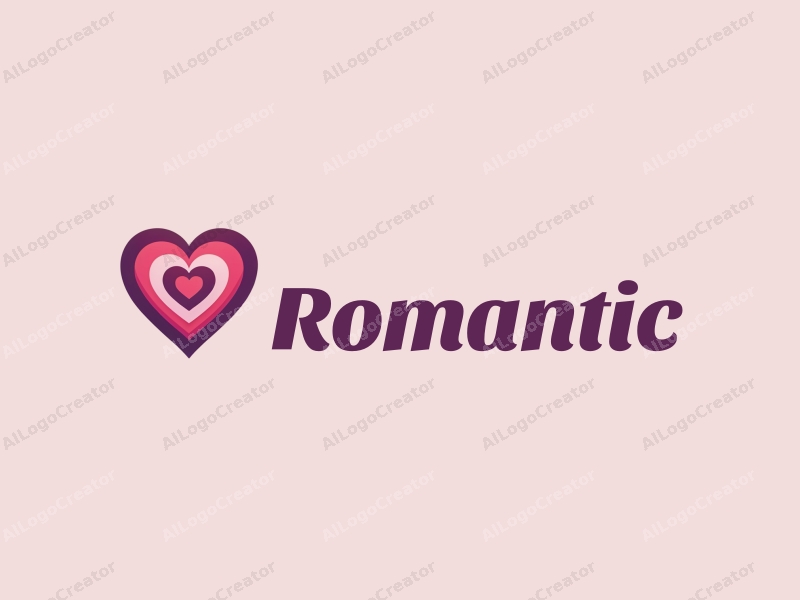 playful design features a stylized rose intertwined with a heart shape, incorporating pink and purple colors, combined with a clean background.