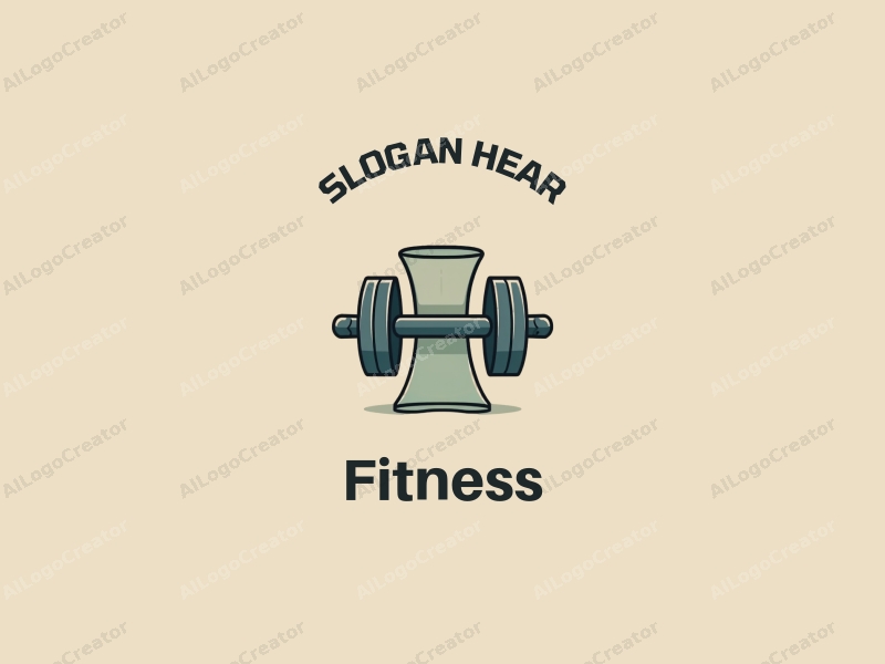 a modern design featuring a stylized dumbbell and a yoga mat, combined with a clean background and a harmonious layout, emphasizing fitness and sports elements.