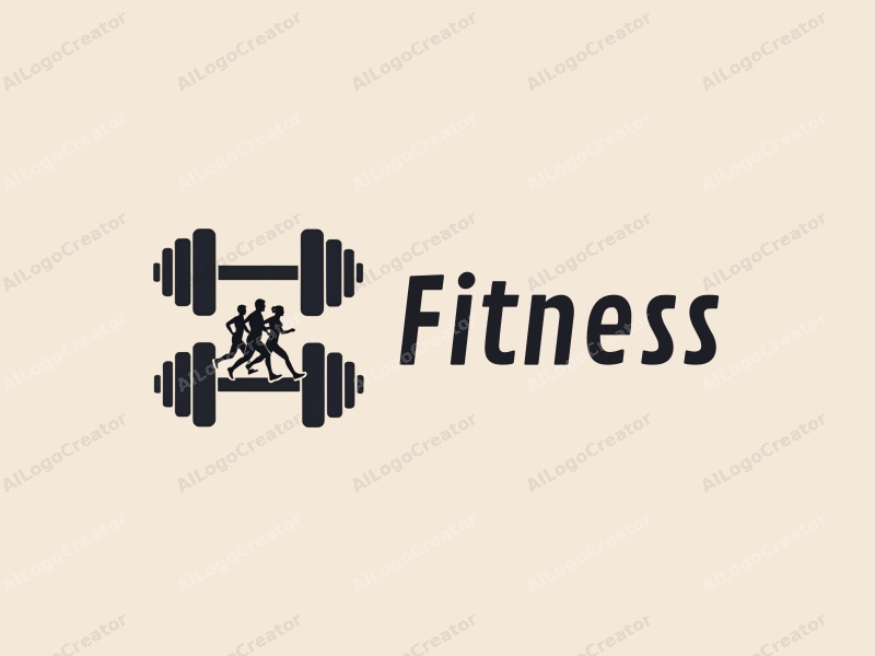 modern design features stylized dumbbells and running figures, combined with a clean background and a harmonious layout.