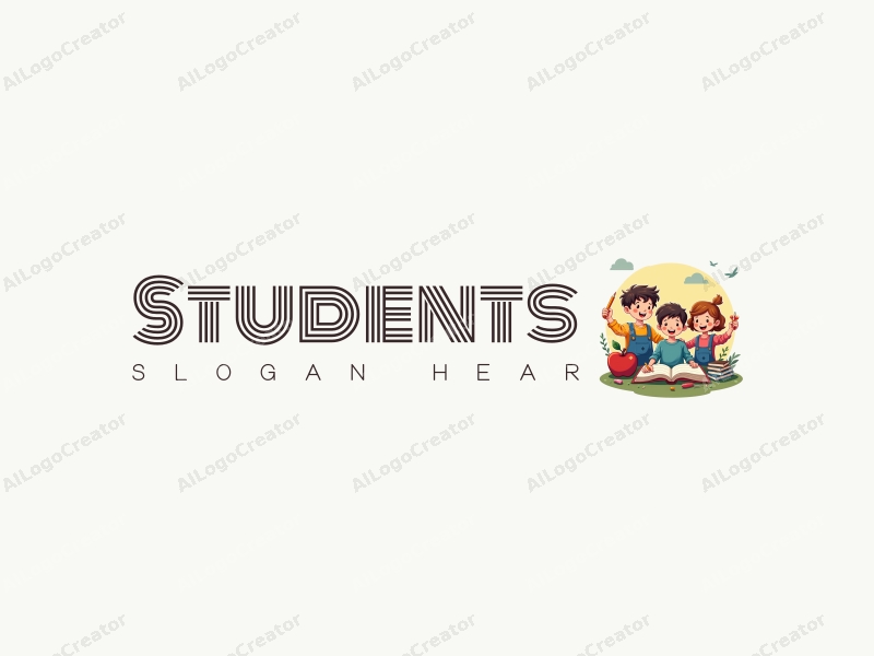 playful design features vibrant colors, stylized students and school elements, along with books and paintbrushes, combined with a clean and harmonious background.