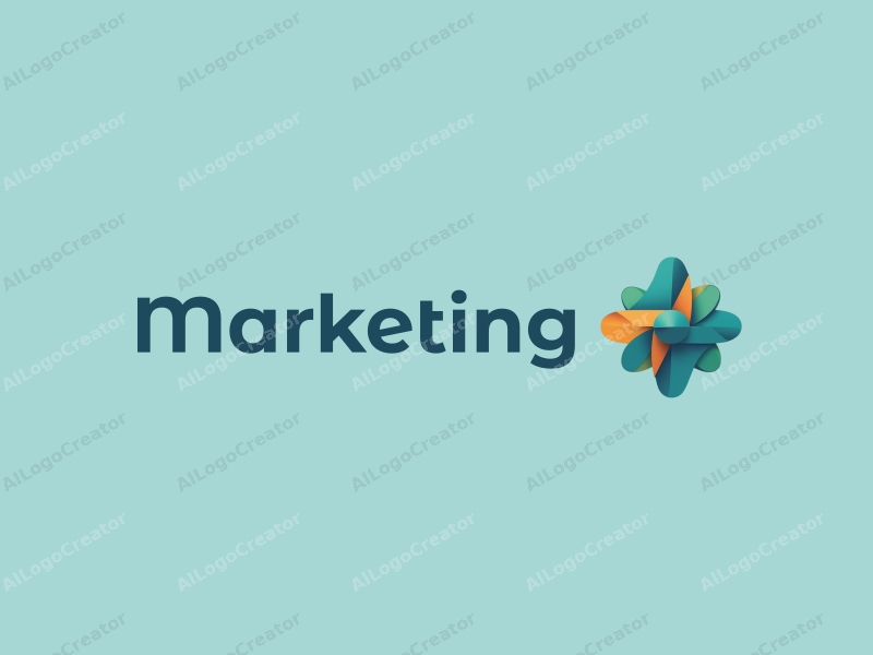 a modern and creative design featuring abstract shapes representing marketing and advertising, combined with a minimalist approach and a clean background in blue, green, and orange colors.