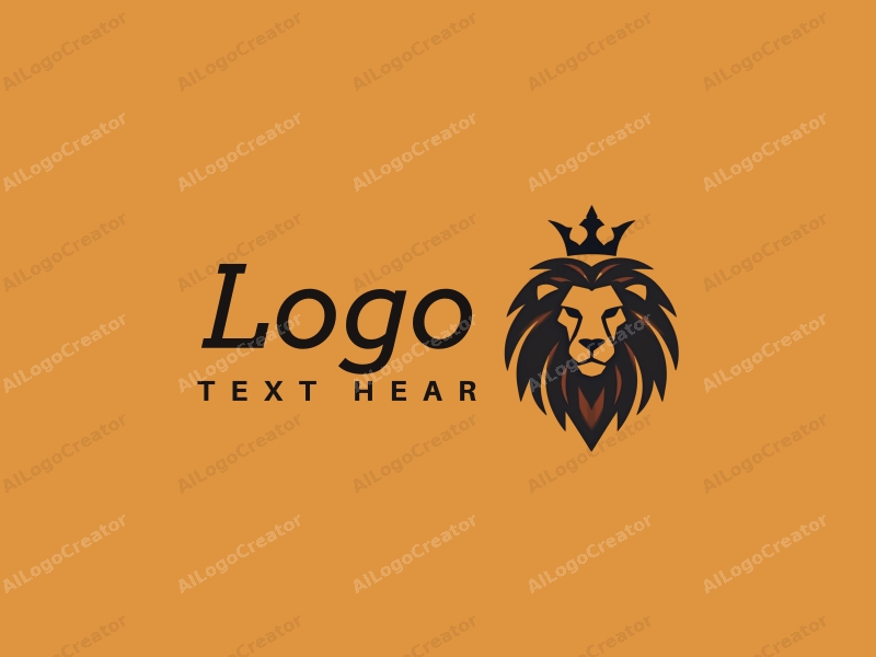 a modern design featuring a stylized lion with a crown, incorporating a minimalist approach combined with a clean background.