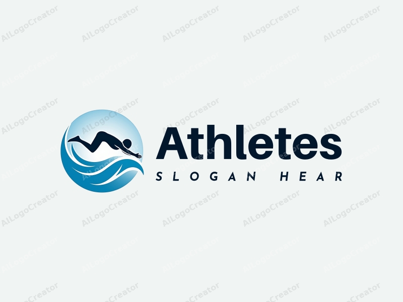 modern design features a stylized athlete diving into water, with dynamic water waves surrounding the figure, combined with a clean background.