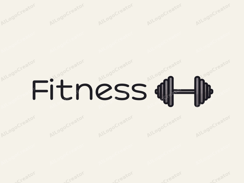 modern design features a stylized dumbbell and running shoes, combined with a clean background and a minimalist approach.