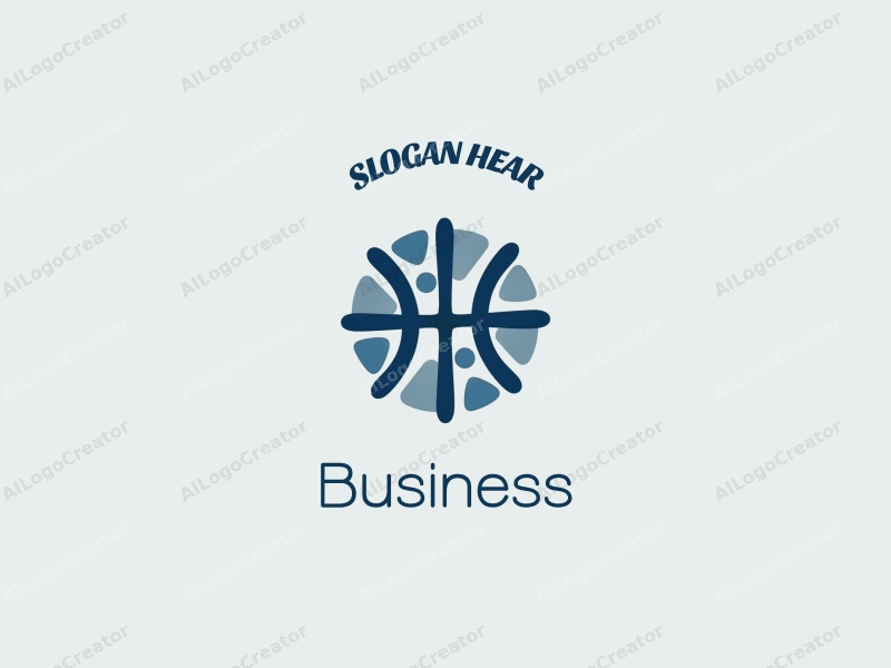 a modern minimalist design featuring a stylized basketball integrated with office elements, using blue and gray colors, combined with a clean background that conveys a sense of freedom and professionalism.