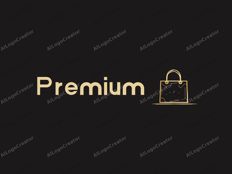 a modern design featuring a stylized shopping bag and elegant golden accessories, combined with a clean black background, emphasizing luxury and high quality.