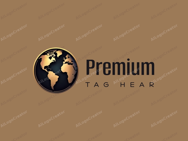 modern design features a stylized earth symbol intertwined with elegant high-end elements, using gold and black colors, combined with a clean background.