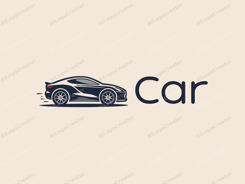 modern design features a stylized car silhouette, a tire, and a road, combined with a clean background.