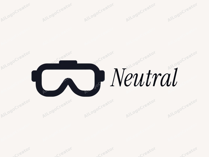 minimalist design features a stylized VR glasses silhouette, embodying a sense of balance and neutrality, combined with a clean background.