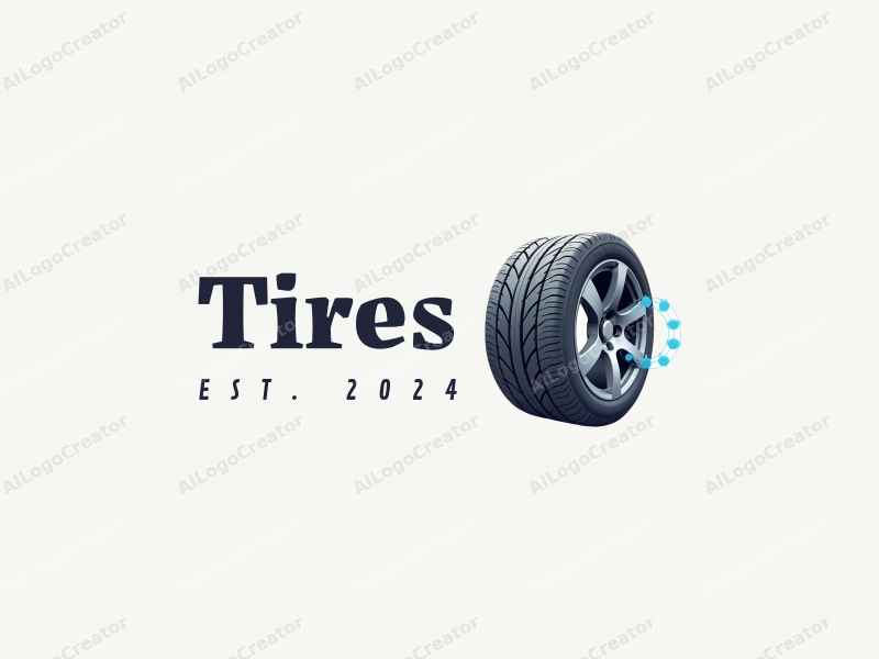 modern design features a stylized tire and smart tire with integrated sensors, utilizing a clean and simple composition that emphasizes the innovative aspects of automotive technology.