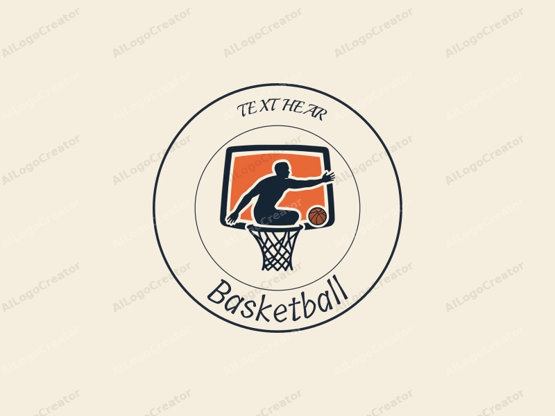 playful design features a dynamic athlete in action, a stylized basketball and hoop, combined with a clean background.