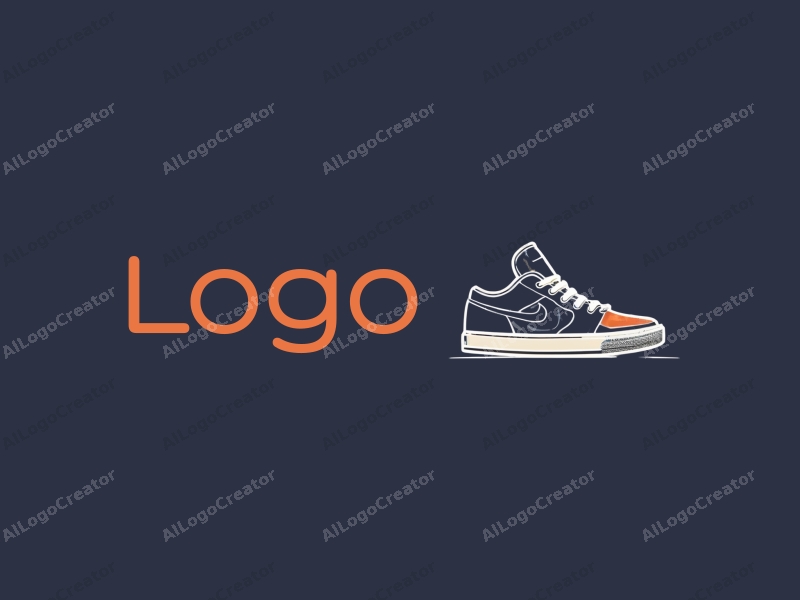 modern design features a stylized sneaker silhouette integrated with urban elements, utilizing a clean and simple composition with a focus on harmony and abstraction.