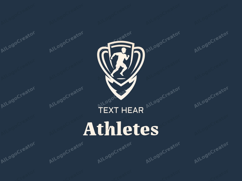 modern design features a dynamic athlete in motion, a stylized player silhouette, and a trophy, combined with a clean background and a harmonious composition.