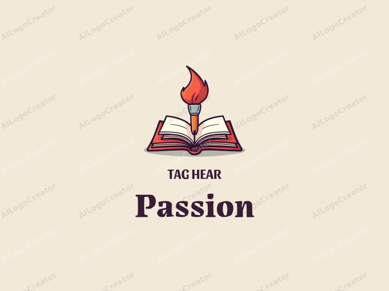 playful design features a vibrant red paintbrush and an open book, symbolizing passion and enthusiasm for art and education, combined with a clean background.