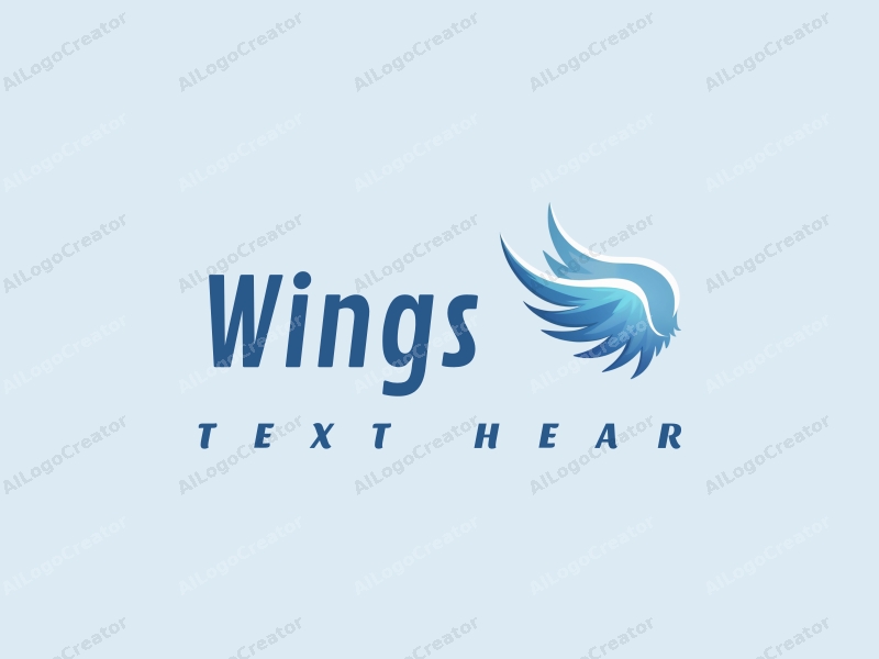 playful design features stylized wings in flight, symbolizing dreams and freedom, combined with a clean blue background.