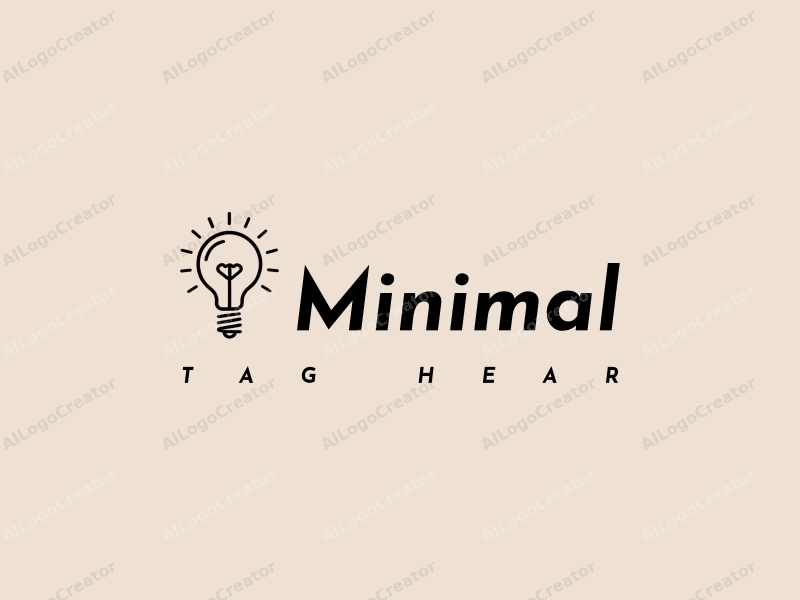 minimalist design features a stylized light bulb, clean lines, and a tag style approach combined with a simple background.