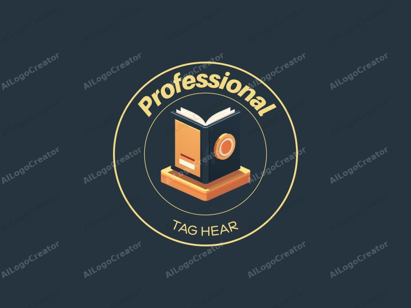 modern design features a stylized book and a badge, incorporating professional and certification elements, combined with a clean background.