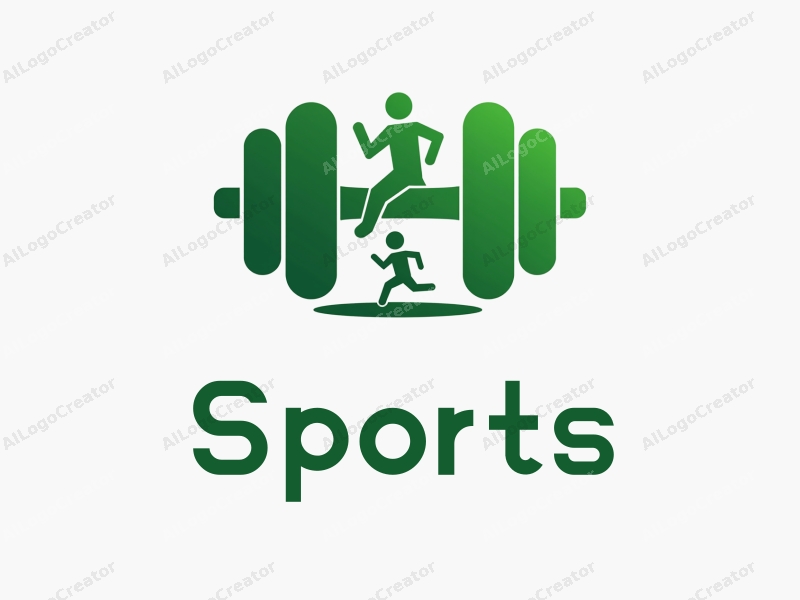 a modern design featuring a stylized dumbbell and a running figure, combined with a clean background and a vibrant green color scheme.