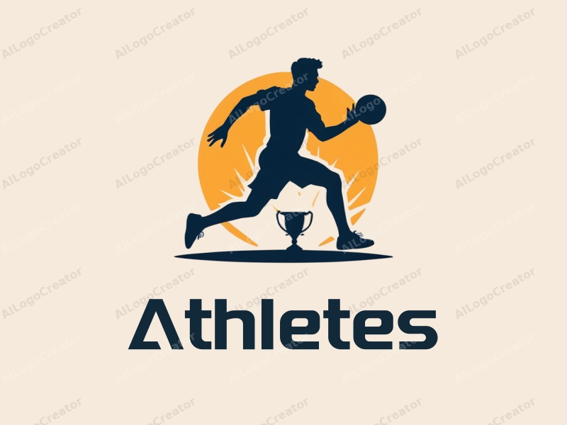 modern design features a dynamic athlete in motion, a stylized player silhouette, and a trophy, combined with a clean background and a harmonious composition.