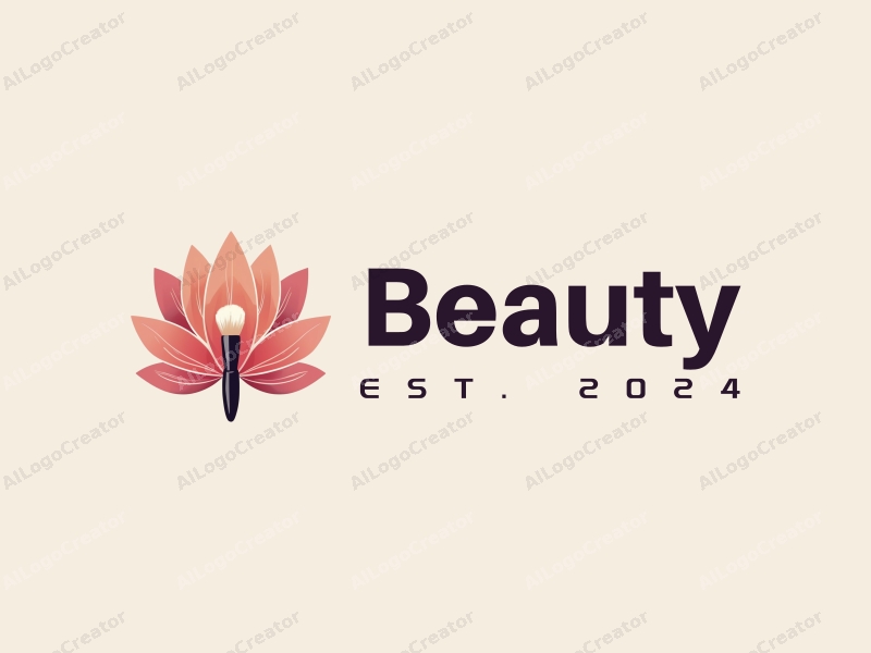 modern design features elegant petals, a stylized makeup brush, and a beauty theme combined with a clean background.