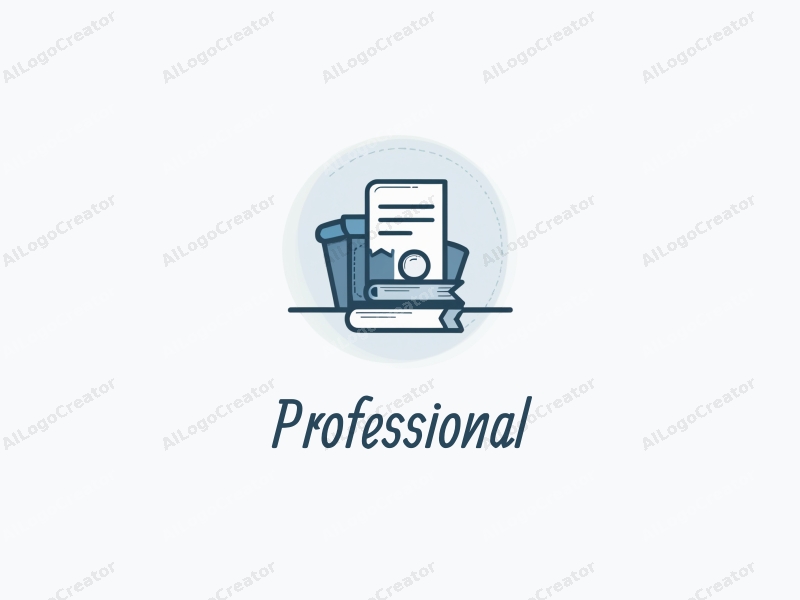 modern design features stylized books and certificates, emphasizing professionalism and certification, combined with a clean background in blue and gray tones.