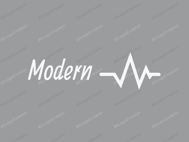 a modern minimalist design featuring a stylized electrocardiogram line integrated with a pyramid shape, using a clean white and gray color palette, emphasizing simplicity and innovation.