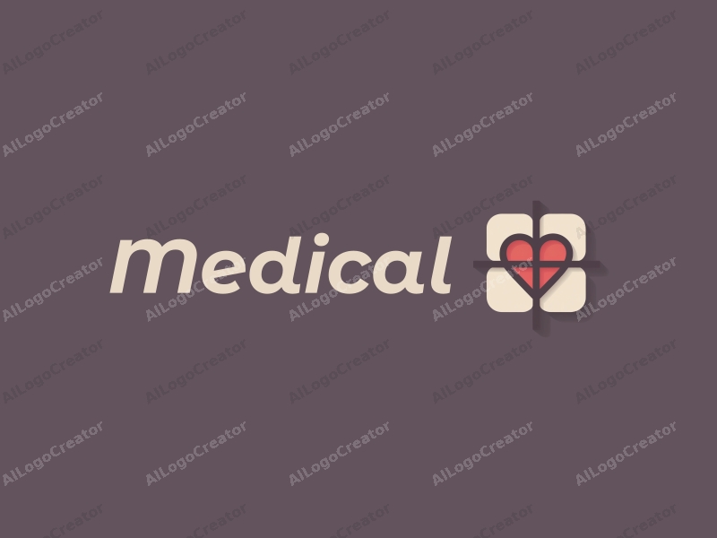 modern design features a stylized heart and a cross symbol, combined with a clean background and a minimalist approach.