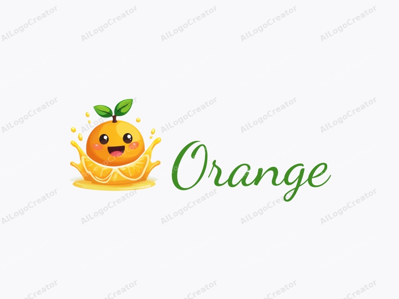 playful design features a stylized orange with a smile, a splash of juice, and a clean background.